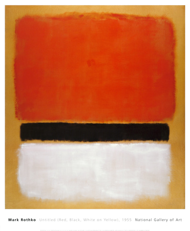 Untitled (rød, sort, hvid på gul) Mark Rothko Print