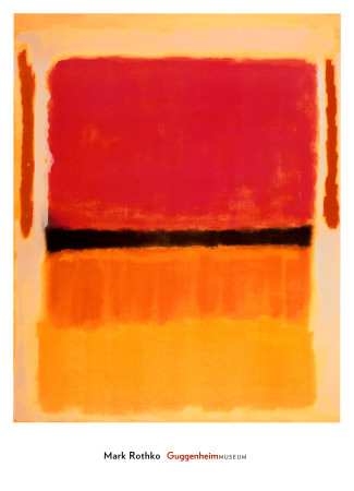 Untitled (violett, svart, orange, gult på vit och röd) Mark Rothko Tryck 